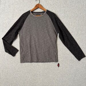 Banana Republic Mens Large Long Sleeve Shirt Crew Neck Grey Heathered Raglan‎